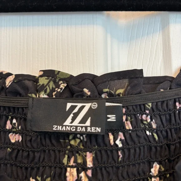 Whimsigoth Black Floral Tiered Ruffled Dress - Picture 2 of 4